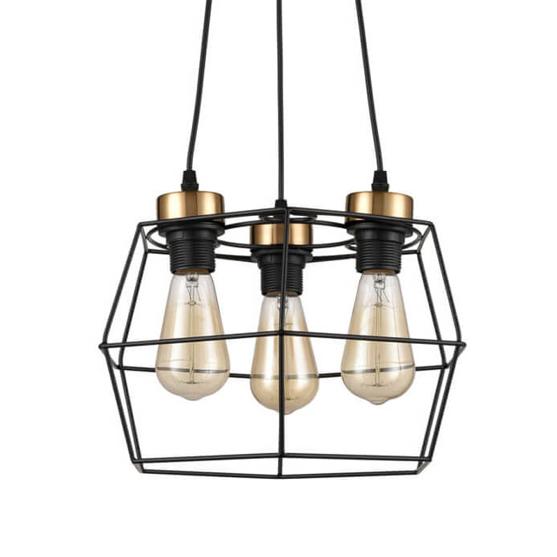 Люстра Loft Wire Cage Black lamp 3 Черный в Омске | Loft Concept 