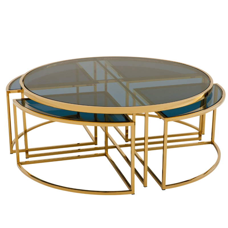 Кофейный стол Eichholtz Coffee Table Padova Gold Золотой Стекло Смок в Омске | Loft Concept 