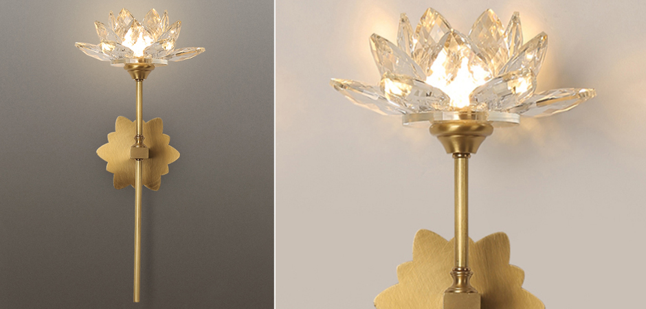 Настенный светильник Хрустальный Цветок Лотоса Lotus flower Wall Clear Glass C Настенный светильник Хрустальный Цветок Лотоса Lotus flower Wall Clear Glass C - Loft-Concept в Омске