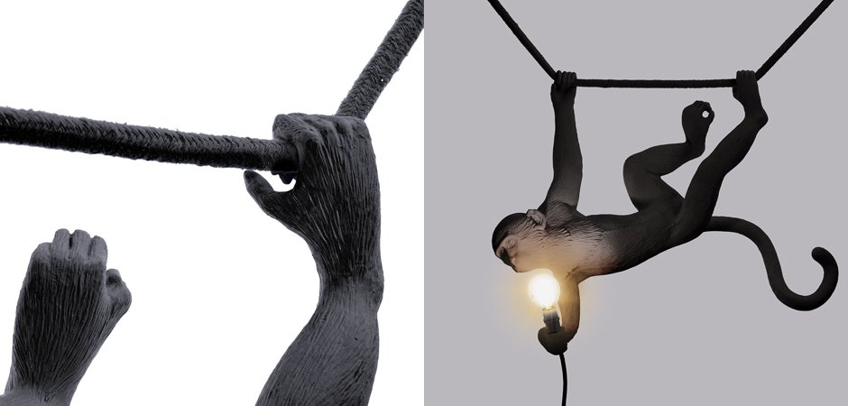 Подвесной светильник Seletti The Monkey Lamp Swing Black Подвесной светильник Seletti The Monkey Lamp Swing Black - Loft-Concept в Омске