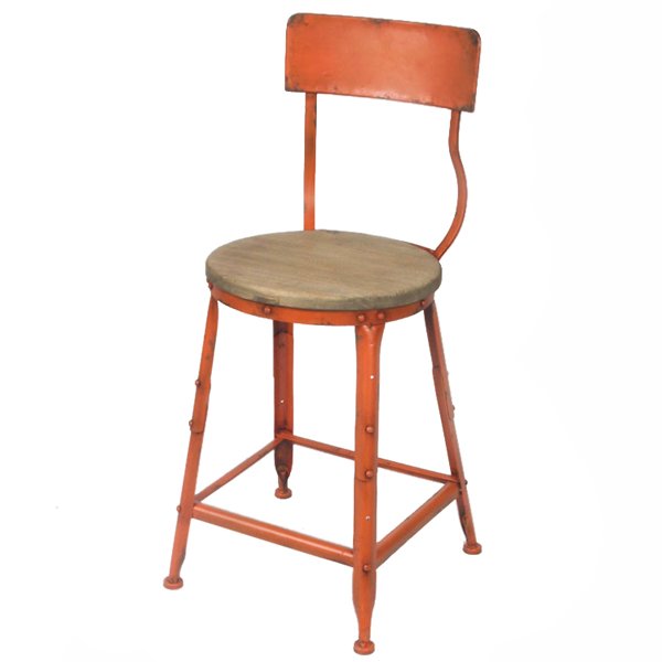 Барный стул Industrial Barstool Vintage Orange Оранжевый Коричневый в Омске | Loft Concept 