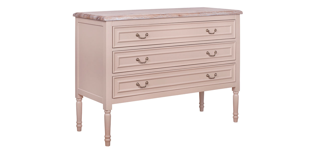 Бежевый комод из дуба Amelia beige dark    - фото