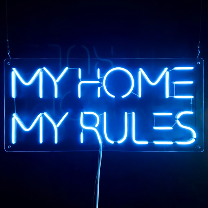 Неоновая настенная лампа My Home My Rules Neon Wall Lamp Синий Прозрачный в Омске | Loft Concept 