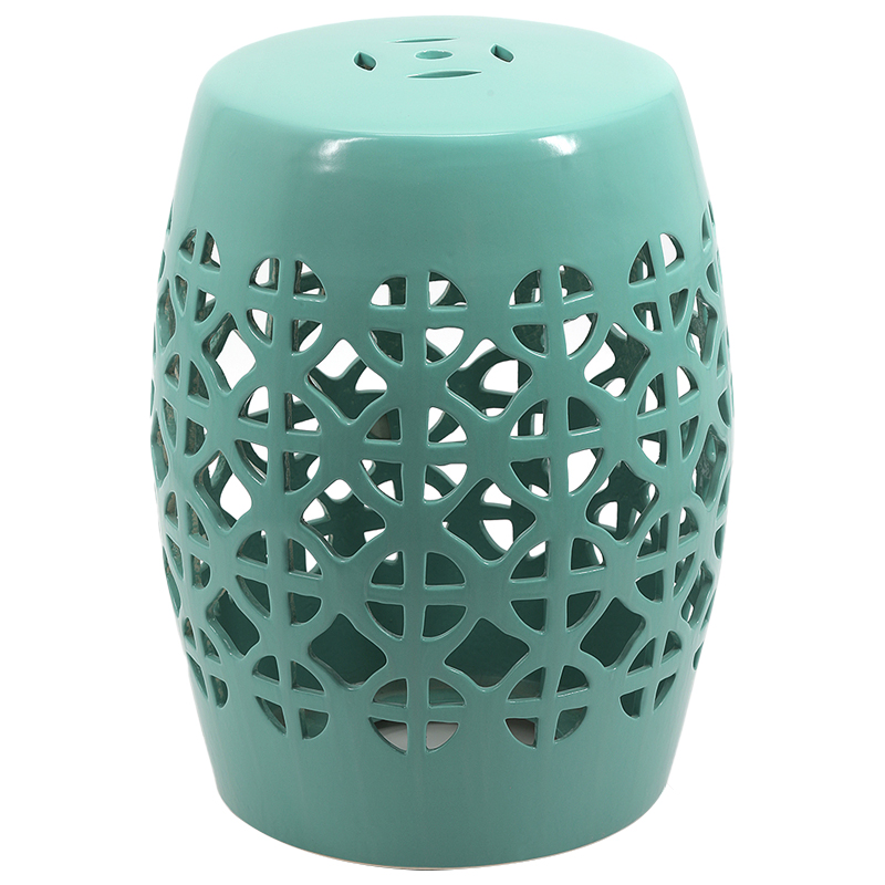 Керамический табурет Geometric Circles Garden Stool - Light Blue Бирюзовый в Омске | Loft Concept 