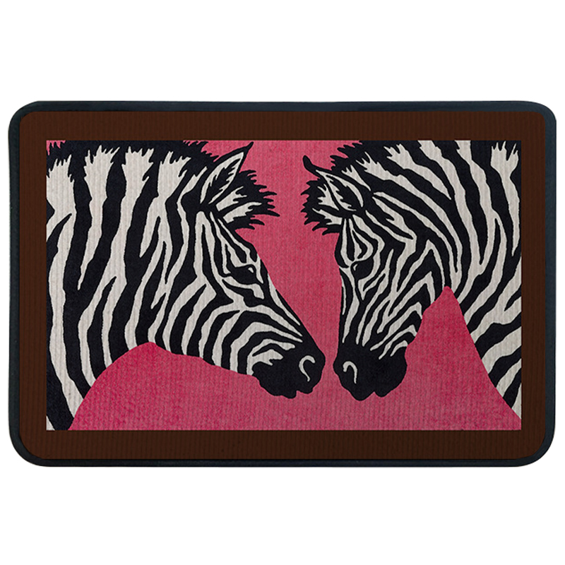 Ковер для прихожей и ванной Hermes Zebra Twins Rug Розовый Черно-белый в Омске | Loft Concept 