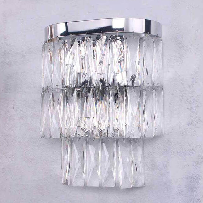 Бра Crystal Pendants Regena Chrome Wall Lamp Хром Прозрачный (Transparent) в Омске | Loft Concept 