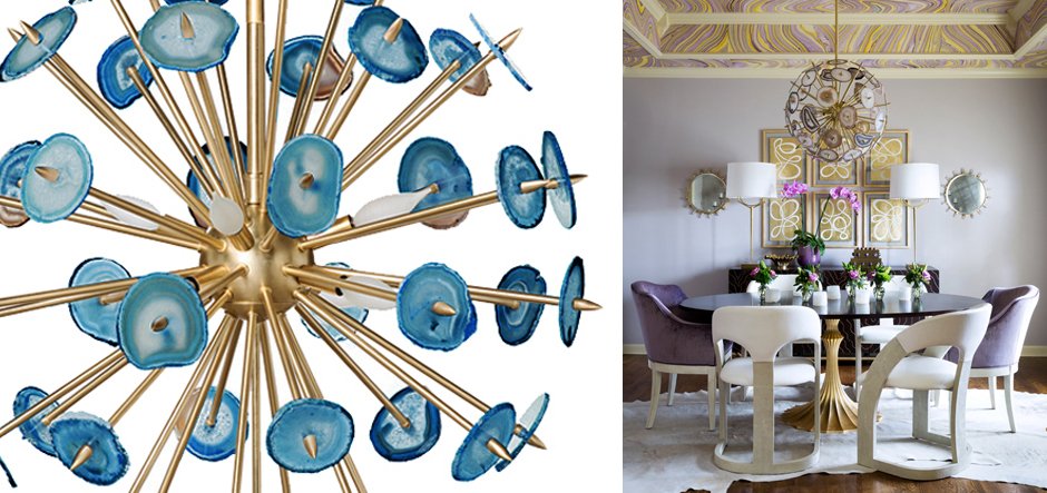 Люстра Agate Burst Chandelier BLUE с синими агатами Люстра Agate Burst Chandelier BLUE с синими агатами - Loft-Concept в Омске