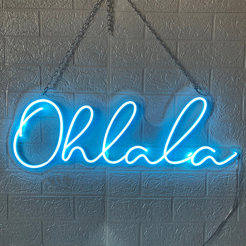 Неоновая настенная лампа Oh La La Neon Wall Lamp Синий Прозрачный Синий в Омске | Loft Concept 