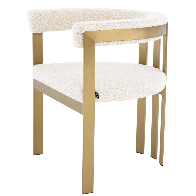 Стул Eichholtz Dining Chair Clubhouse boucle cream Кремовый Латунь в Омске | Loft Concept 