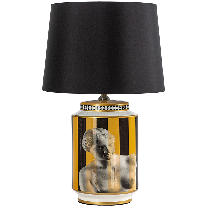 Настольная лампа Venus Yellow Black Lampshade Желтый Черный Черно-белый Золотой в Омске | Loft Concept 