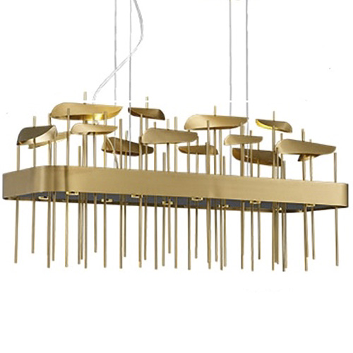 Светодиодная дизайнерская инсталляция ANODINE Perlina Rectangle  Chandelier Золотой в Омске | Loft Concept 