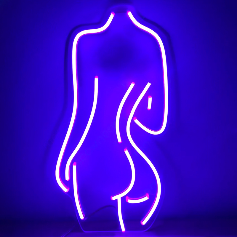 Неоновая настенная лампа Silhouette II Neon Wall Lamp Фиолетовый Прозрачный в Омске | Loft Concept 