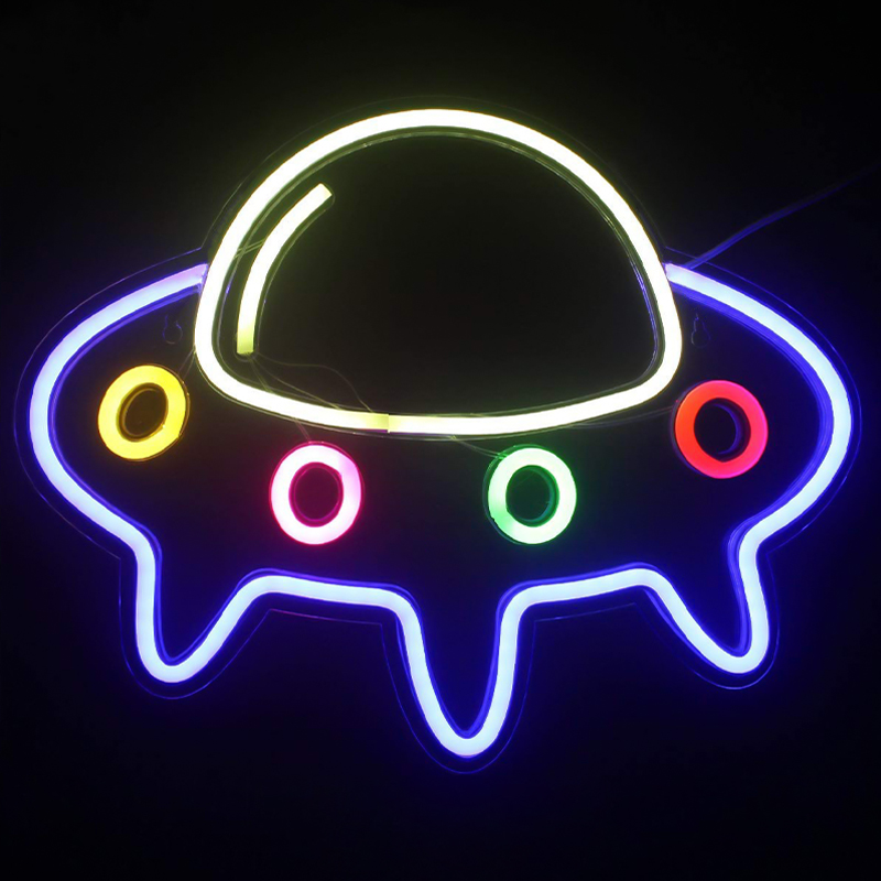 Неоновая настенная лампа Small Spaceship Neon Wall Lamp Мульти в Омске | Loft Concept 