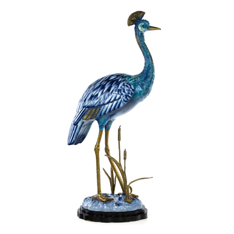 Статуэтка Crane Figurine Белый Синий Бронза в Омске | Loft Concept 