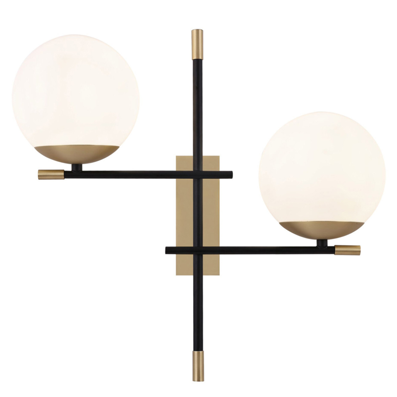 Бра Spike Two Balls Wall Lamp матовое золото Прозрачный белый в Омске | Loft Concept 