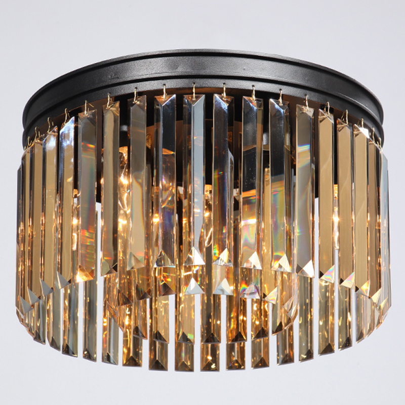 Потолочный светильник ODEON Amber GLASS Prism Round 2-TIER 40 см Черный в Омске | Loft Concept 