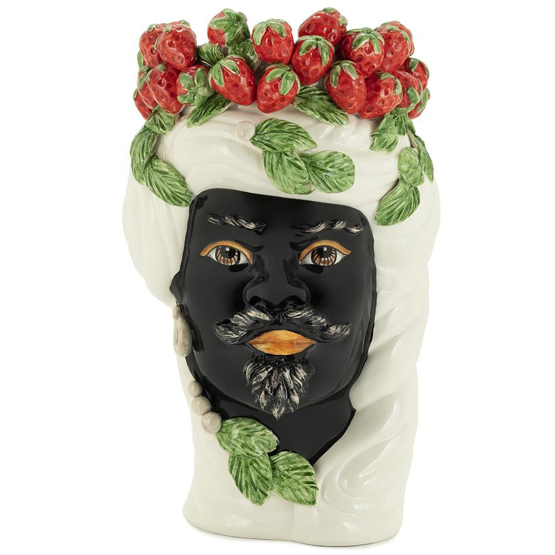 Ваза Vase Strawberries Head Man White Мульти Белый Красный Зеленый Черный в Омске | Loft Concept 