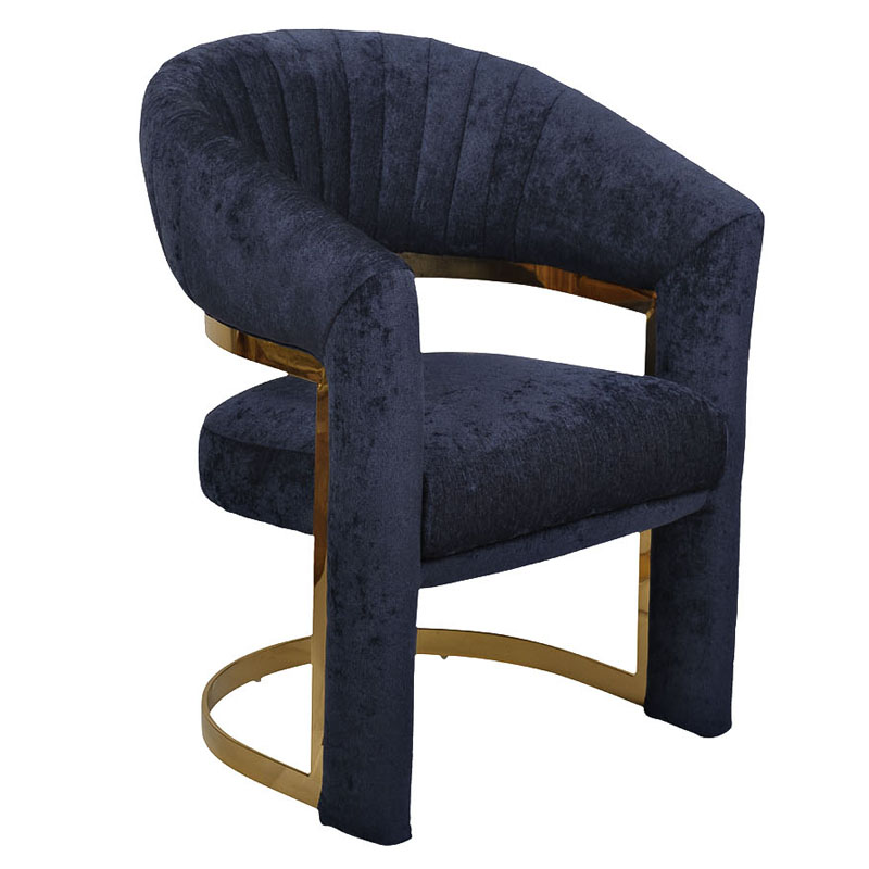 Полукресло Valbonne Chair blue velour Синий Глянцевое золото в Омске | Loft Concept 