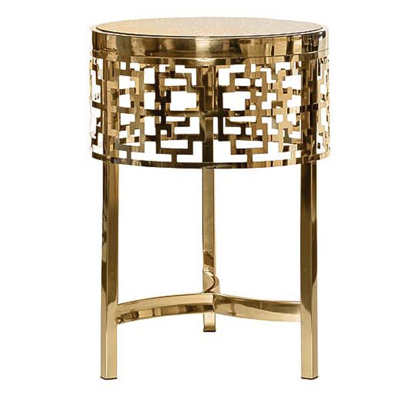 Приставной стол Yen Geometry Side Table pink gold 50 Глянцевое золото в Омске | Loft Concept 