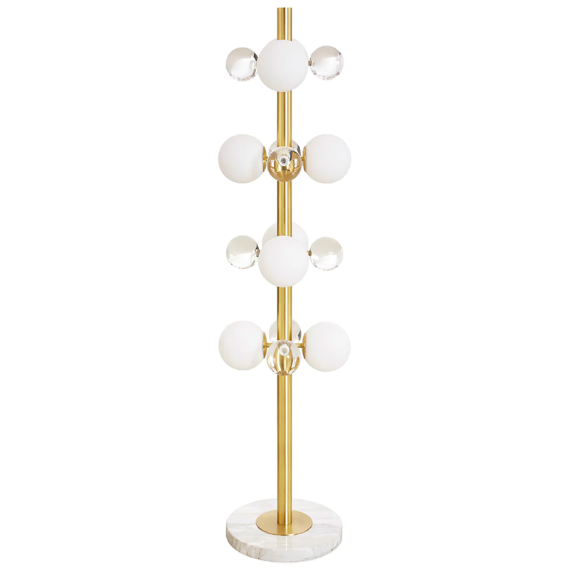 Торшер GLOBO FLOOR LAMP-BRASS Jonathan Adler Золотой Прозрачное Стекло Белый в Омске | Loft Concept 