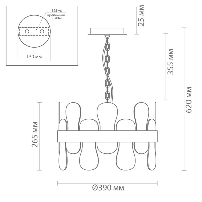 Люстра Eve Chandelier фигурное стекло диаметр 40 см в Омске