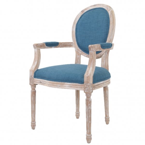 Стул French chairs Provence Blue ArmChair Голубой пастельный Бежевый в Омске | Loft Concept 