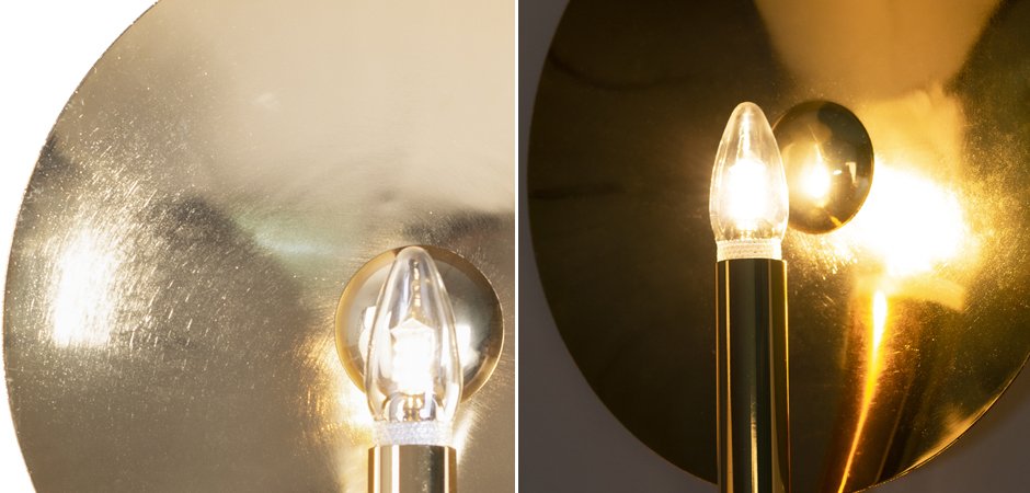 Бра Gold Round Backing Exposed Bulb Sconce Бра Gold Round Backing Exposed Bulb Sconce - Loft-Concept в Омске