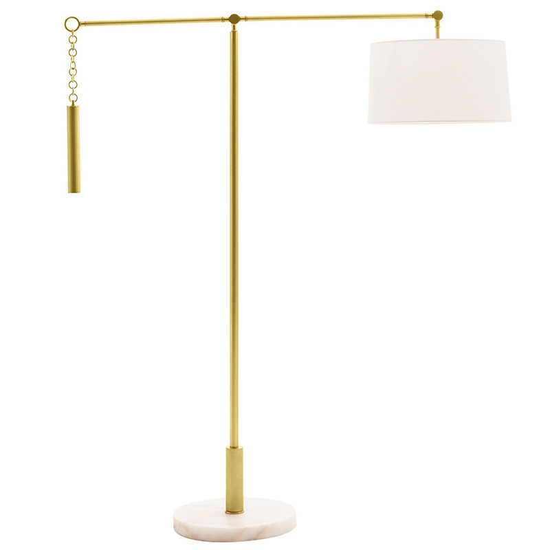 Торшер Arteriors NEWARK FLOOR LAMP Латунь Белый в Омске | Loft Concept 