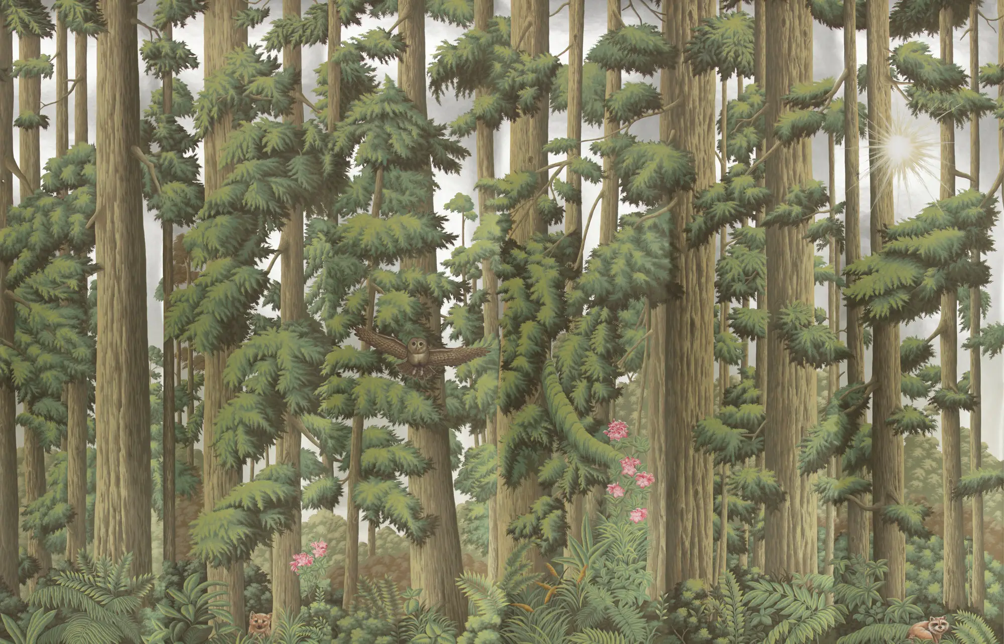 Обои ручная роспись Redwoods Sequoia on Sterling Silver gilded paper Обои ручная роспись Redwoods Sequoia on Sterling Silver gilded paper - постер Loft-Concept в Омске