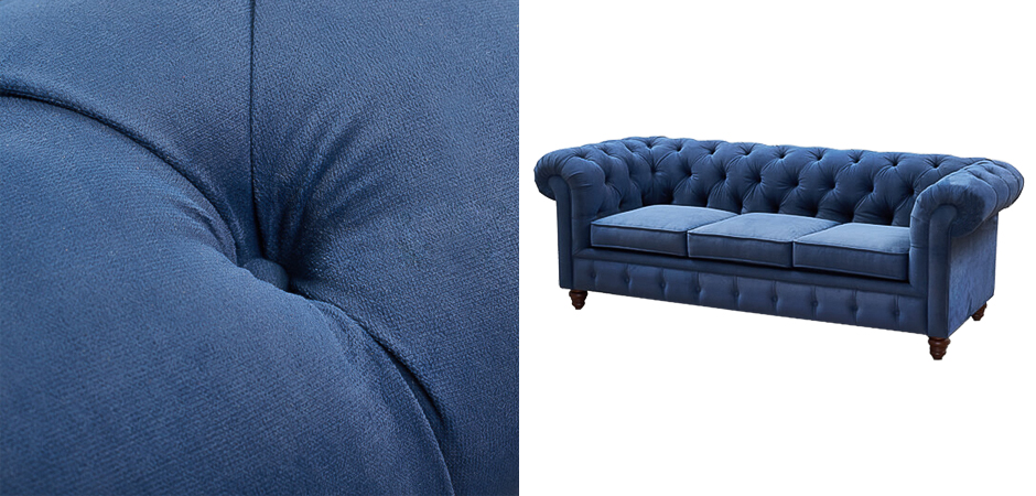 Диван Mini Kensington Sofa triple blue velor Диван Mini Kensington Sofa triple blue velor - Loft-Concept в Омске