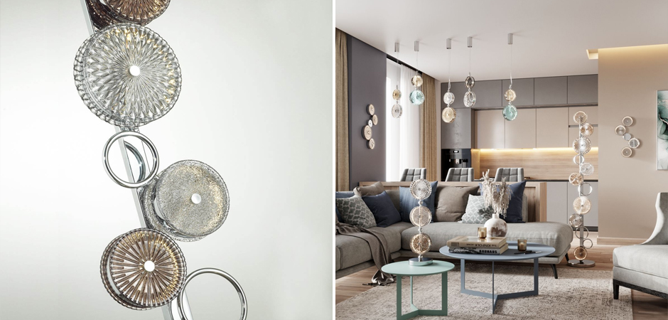 Торшер с рельефным стеклом Glass Peonies Торшер с рельефным стеклом Glass Peonies - Loft-Concept в Омске