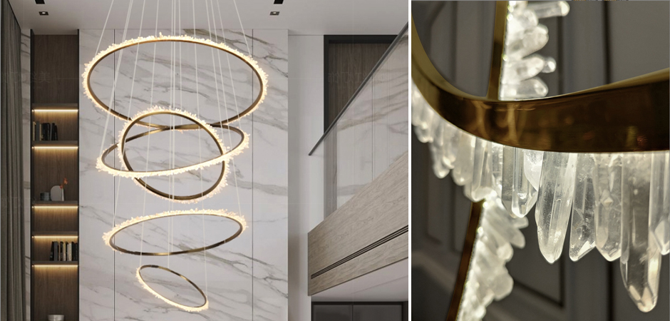 Люстра для высокого потолка Большие Кольца с кристаллами chandelier Large Rings Crystals Люстра для высокого потолка Большие Кольца с кристаллами chandelier Large Rings Crystals - Loft-Concept в Омске