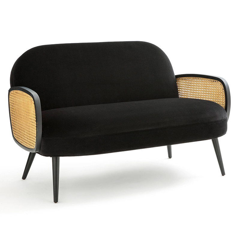 Диван Morten Wicker Black Sofa Черный Черный в Омске | Loft Concept 