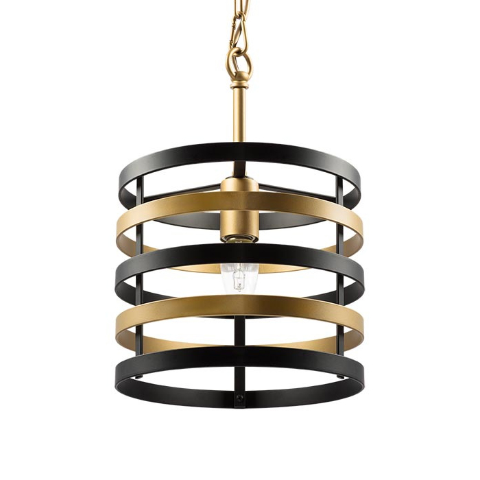 Подвесной светильник Gold Stripes Chandelier Черный Золотой в Омске | Loft Concept 