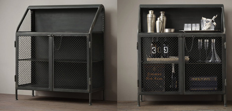 Бар металлический в стиле Лофт Vintage French Factory Bar Cart Бар металлический в стиле Лофт Vintage French Factory Bar Cart - Loft-Concept в Омске