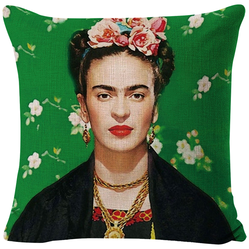 Декоративная подушка Frida Kahlo 8 Зеленый Мульти в Омске | Loft Concept 