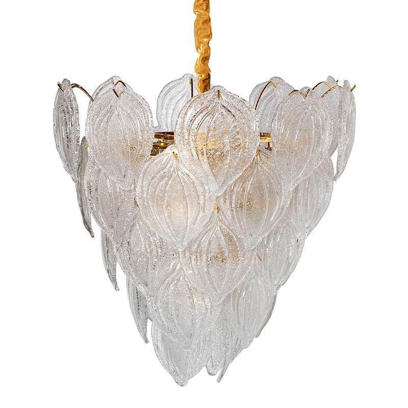 Люстра Textured Glass Chandelier Petal 10 Глянцевое золото в Омске | Loft Concept 