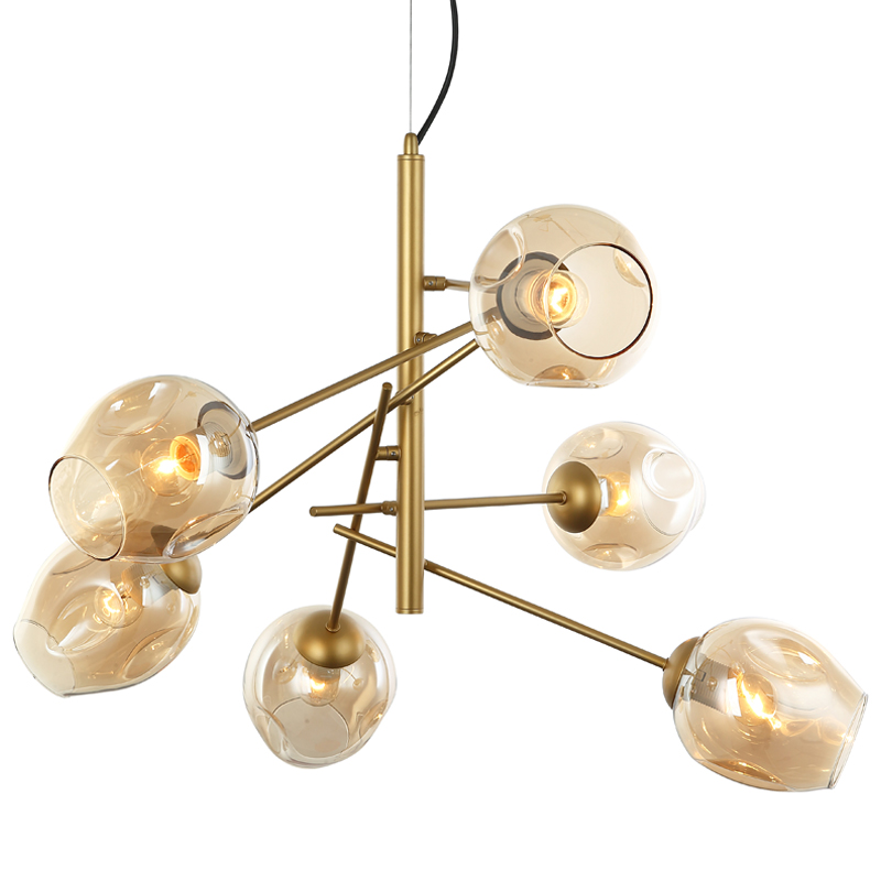 Люстра Branching Bubble Chandelier Vertical Gold Золотой Янтарь (Amber) в Омске | Loft Concept 