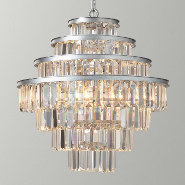 Люстра Alaine Crystal Large Pendant Silver Серебряный Прозрачное Стекло в Омске | Loft Concept 