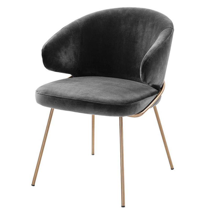 Стул Eichholtz Dining Chair Kinley dark grey Серый Латунь в Омске | Loft Concept 