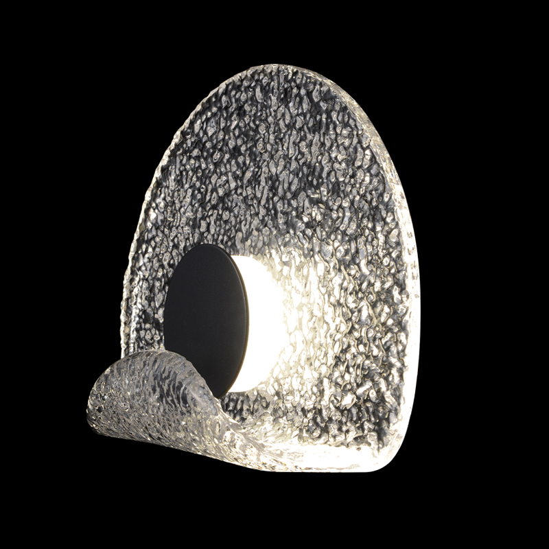 Бра из текстурированного прозрачного стекла с изогнутым краем Textured Glass Черный Прозрачное Стекло Бра из текстурированного прозрачного стекла с изогнутым краем Textured Glass Черный Прозрачное Стекло в Омске | Loft Concept