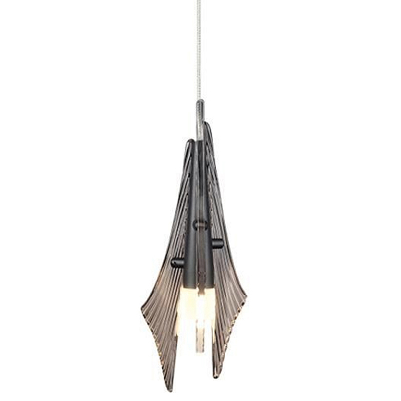 Подвесной светильник с черной металлической основой и рельефным плафоном Glass Pod Черный Белый Дымчатый (Smoke) Прозрачное Стекло в Омске | Loft Concept 