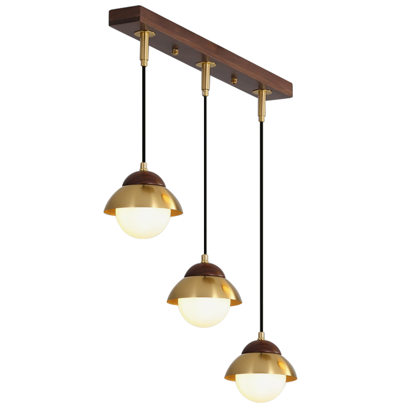 Линейный светильник Roch Linear Pendant Wooden Eco Light Белый Коричневый Латунь в Омске | Loft Concept 