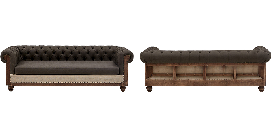 Диван Deconstructed Chesterfield Sofa triple Linen Brown - фото №2