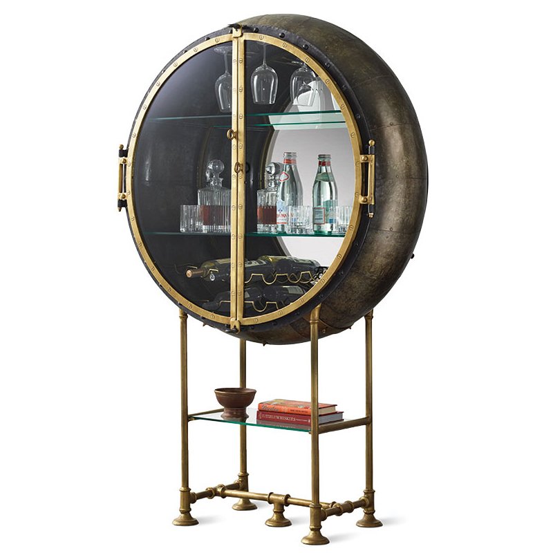 Шкаф Porthole Bar Restoration Hardware Латунь в Омске | Loft Concept 