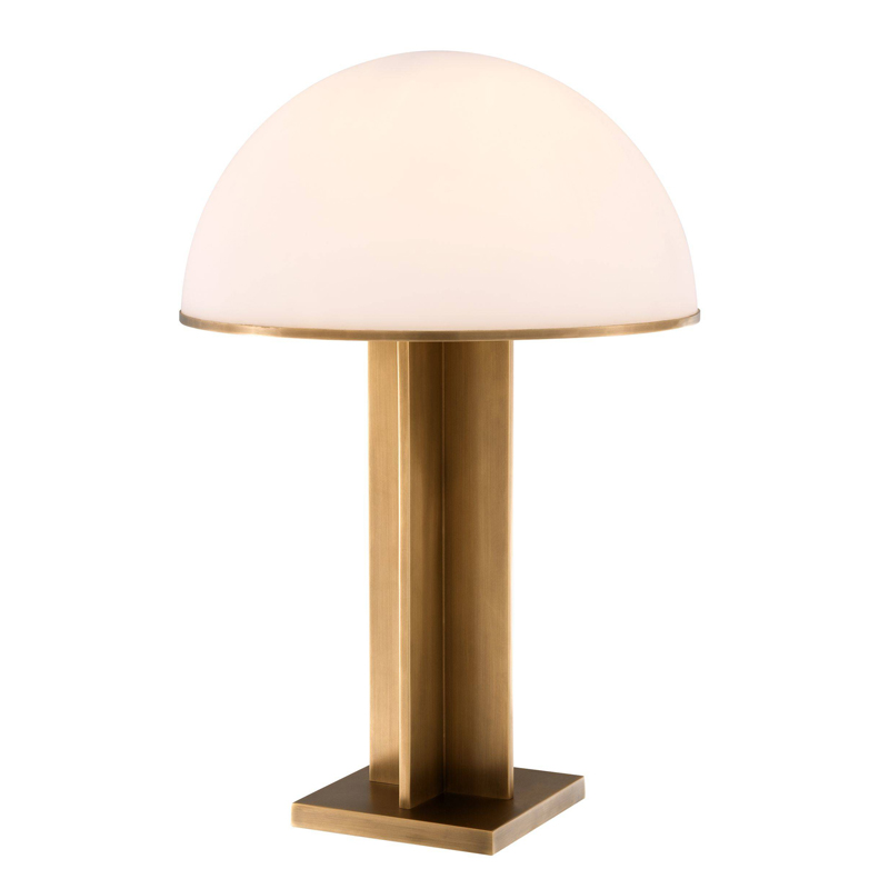 Настольная лампа Eichholtz Table Lamp Berkley Латунь Античная полированная Белое матовое стекло в Омске | Loft Concept 