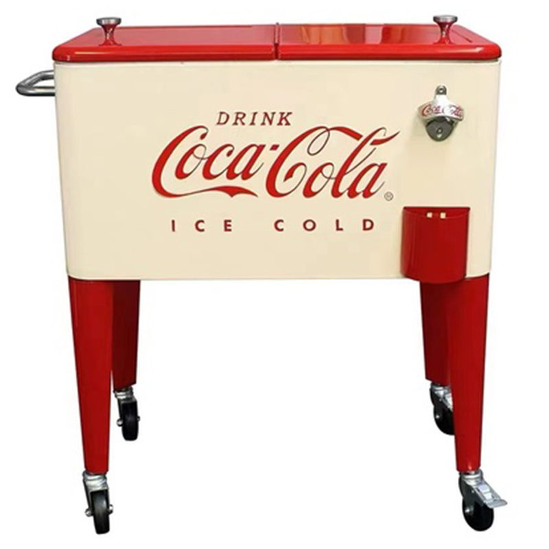 Куллер Retro Metal Coca-Cola Cooler Красный (Red) Бежевый в Омске | Loft Concept 