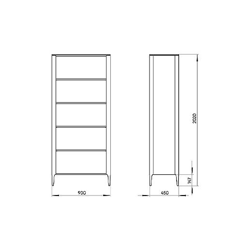Стеллаж прямой серый с открытыми полками Type  в Омске