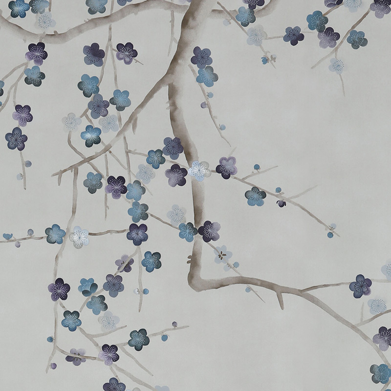 Обои ручная роспись Plum Blossom Colourway SC-81 on Oyster Shell metallic silk Обои ручная роспись Plum Blossom Colourway SC-81 on Oyster Shell metallic silk в Омске | Loft Concept