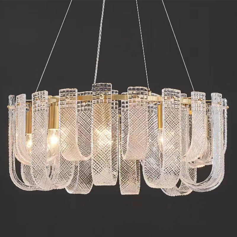 Люстра Prudence Textured Glass Chandelier Золотой Прозрачное Стекло в Омске | Loft Concept 